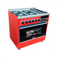 Cocina industrial Hoffen P0820COR multifuncion 4h plancheta y carlitera 82X85X55CM puerta ciega roja